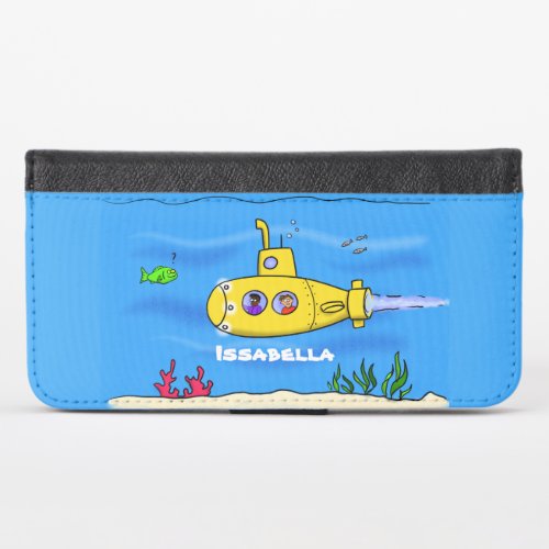 Happy submarine cartoon iPhone x wallet case