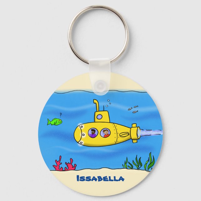 Happy submarine cartoon keychain (Front)