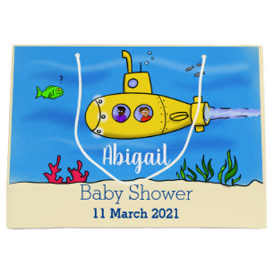 Happy submarine cartoon large gift bag