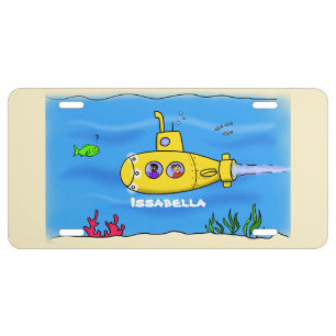 Happy submarine cartoon license plate