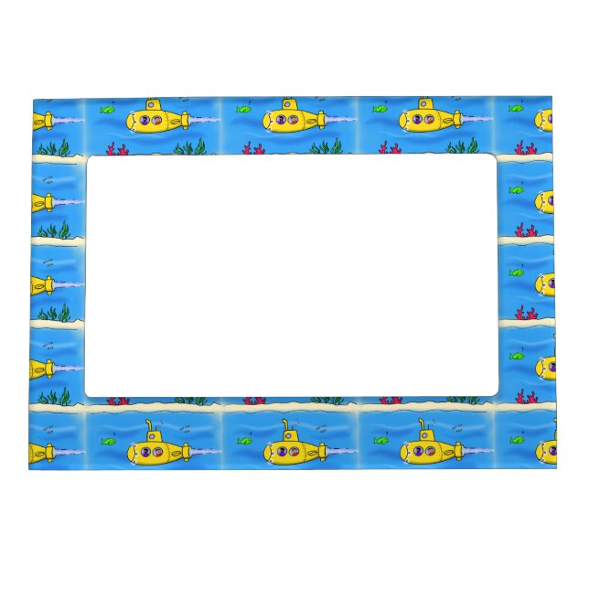 Happy submarine cartoon magnetic frame (Front)