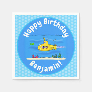 Happy submarine cartoon napkins
