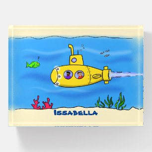 Happy submarine cartoon paperweight