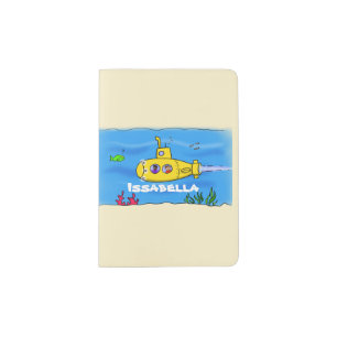 Happy submarine cartoon passport holder