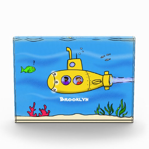 Happy submarine cartoon photo block