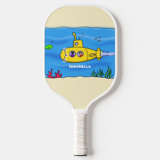 Happy submarine cartoon  pickleball paddle (Front)