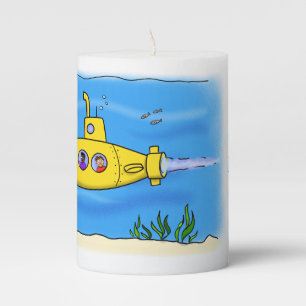 Happy submarine cartoon pillar candle