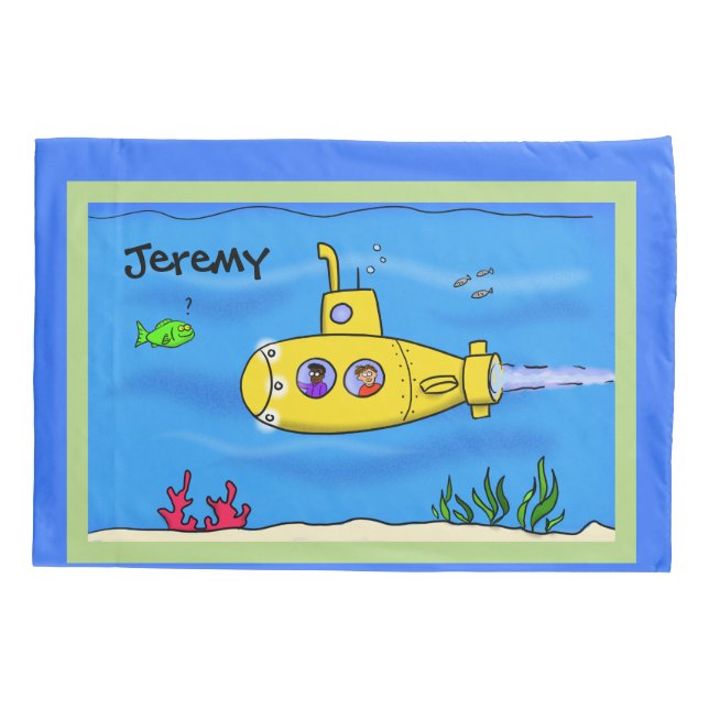 Happy submarine cartoon pillow case (Back)