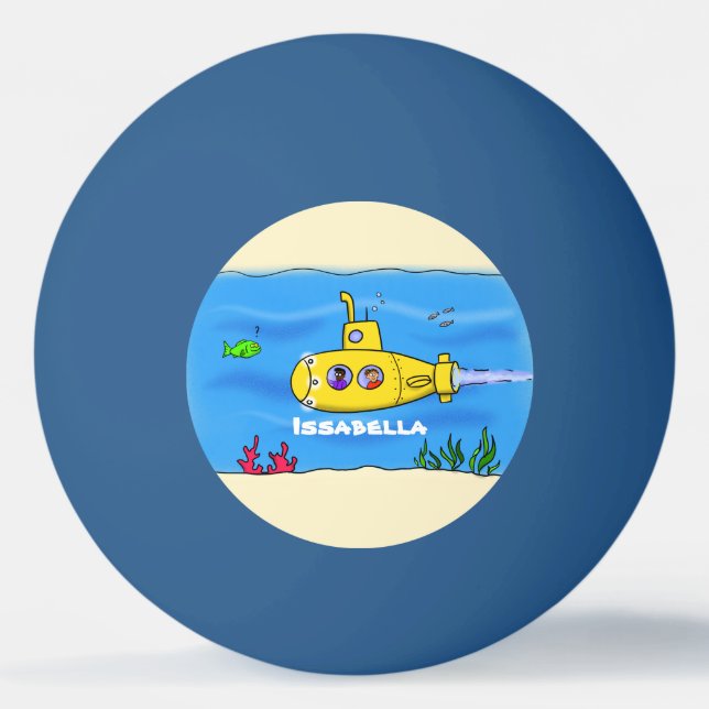 Happy submarine cartoon ping pong ball (Front)