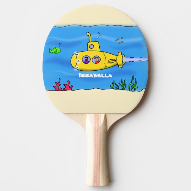 Happy submarine cartoon ping pong paddle (Front)