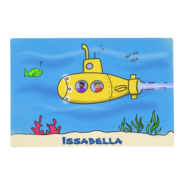 Happy submarine cartoon placemat (Front)
