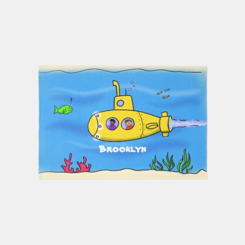 Happy submarine cartoon rug