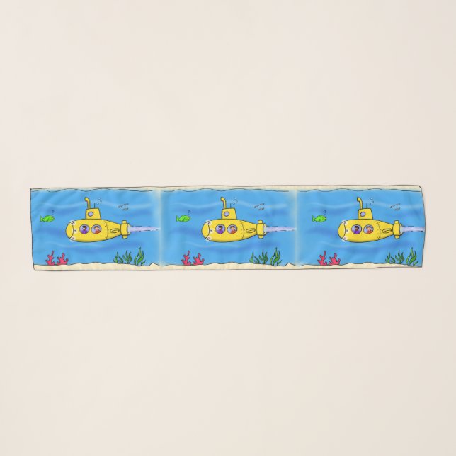 Happy submarine cartoon scarf (Front (Horizontal))
