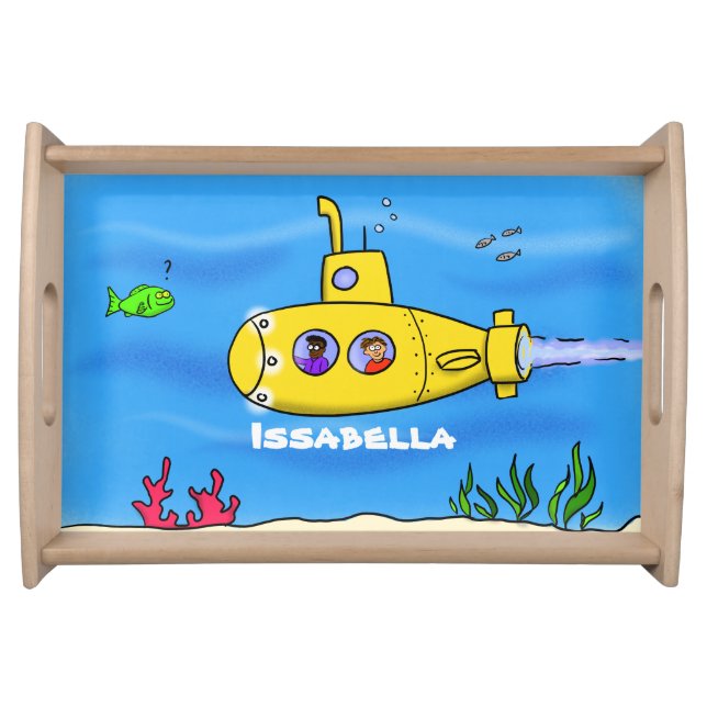 Happy submarine cartoon serving tray (Front)
