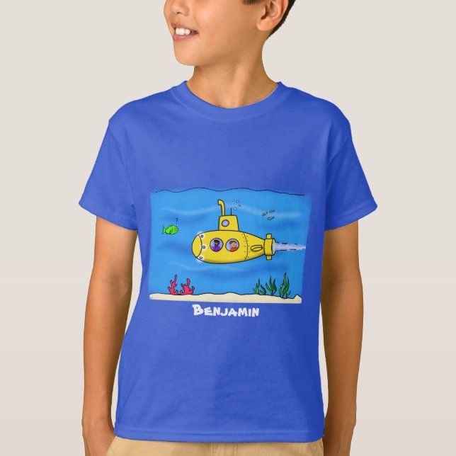Happy submarine cartoon T-Shirt (Front)