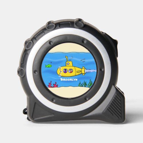 Happy submarine cartoon tape measure