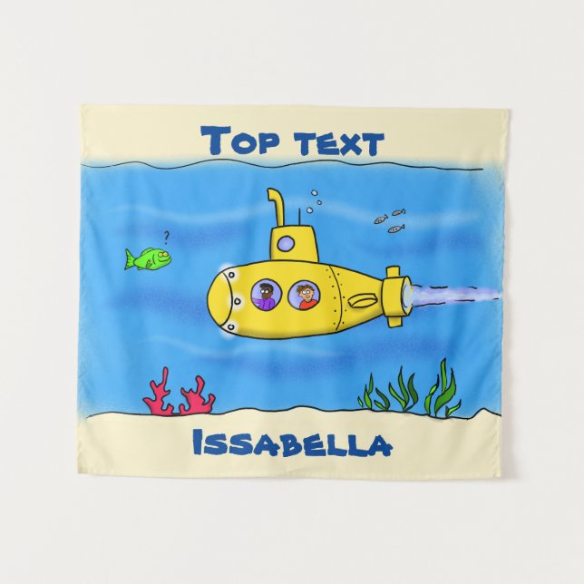 Happy submarine cartoon tapestry (Front (Horizontal))