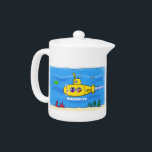 Happy submarine cartoon teapot<br><div class="desc">Happy submarine cartoon</div>