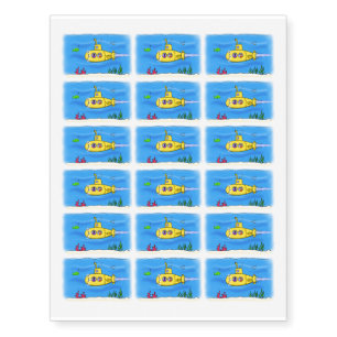 Happy submarine cartoon temporary tattoos
