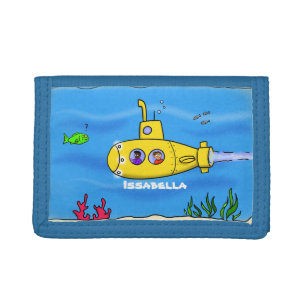 Happy submarine cartoon tri-fold wallet