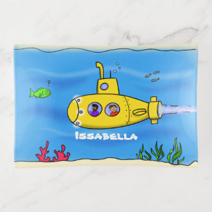 Happy submarine cartoon trinket tray