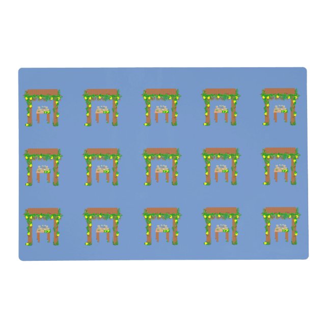 Happy Sukkot Day ,with lemons. Kitchen Towel Placemat (Back)