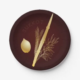 Happy Sukkot Festival Jewish Holiday Vintage Paper Plates