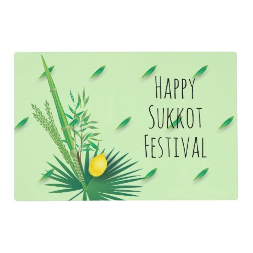 Happy Sukkot Festival Lulav and Etrog Watercolor Placemat