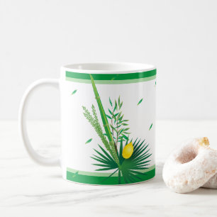 Happy Sukkot Lulav and Etrog Watercolor Pattern Coffee Mug