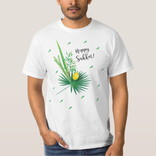 Happy Sukkot Lulav and Etrog Watercolor Pattern T-Shirt