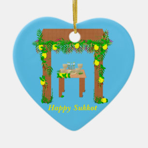 Happy Sukkot ,Personalized Ceramic Ornament