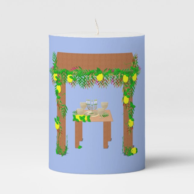 Happy Sukkot Pillar Candle (Front)