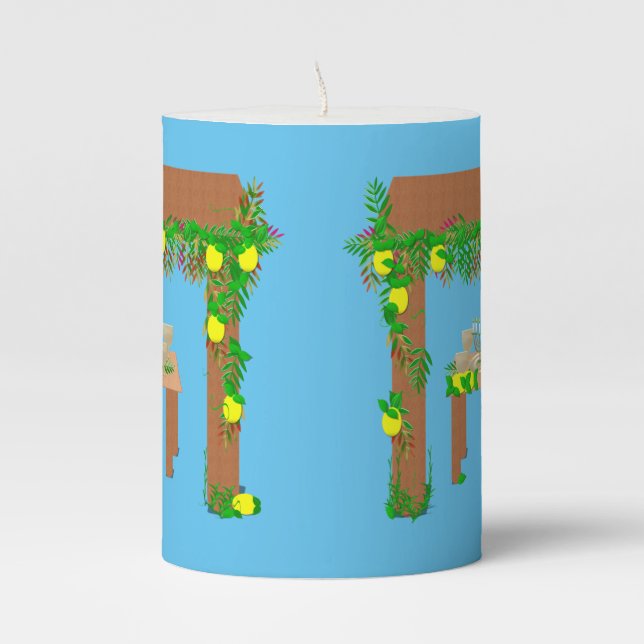 Happy Sukkot Pillar Candle (Front)