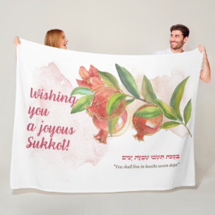 Happy Sukkot Sukkot Sameach Sukkah Decor Fleece Blanket