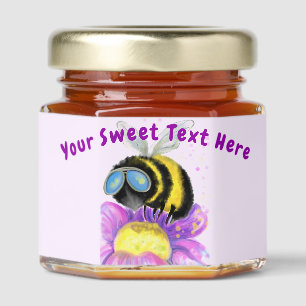 Happy Summer Bee Honey Jar Favors with Custom Text
