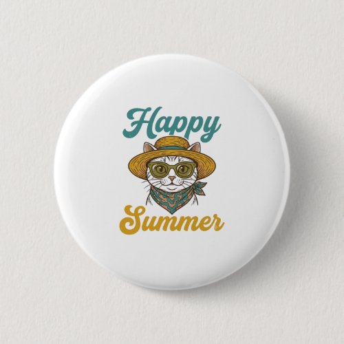 Happy Summer Cat Vintage Engraving Shirt Design_1 Button