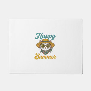 Happy Summer Cat Vintage Engraving Shirt Design_1 Doormat