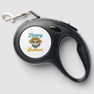 Happy Summer Cat Vintage Engraving Shirt Design_1 Retractable Pet Leash
