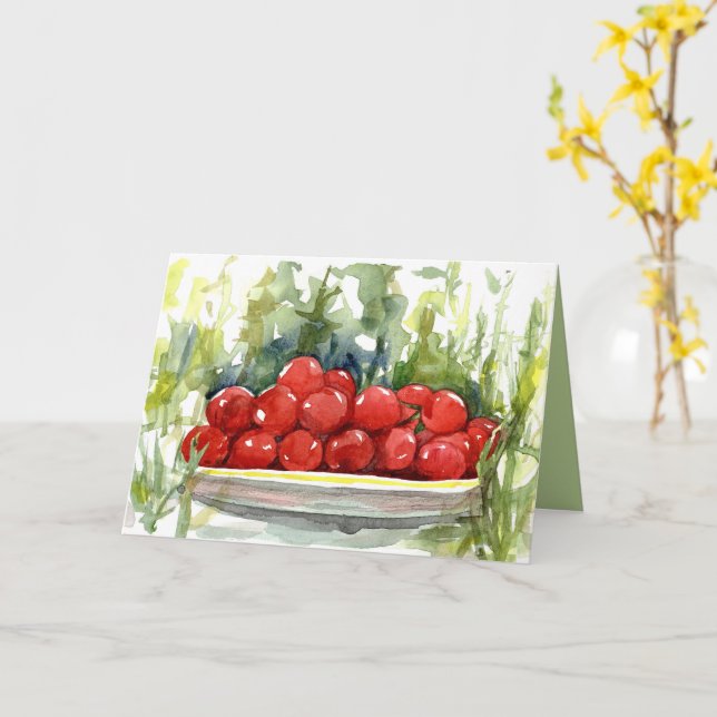 Happy Summer Cherry Tomatoes Garden Vegetable  Card (Yellow Flower)