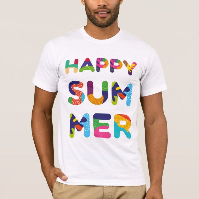 Happy Summer colorful text T-Shirt (Front)