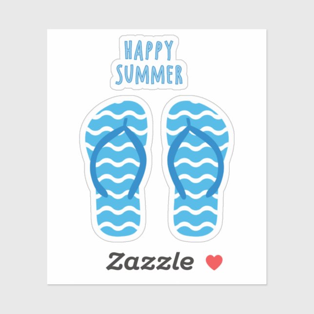Happy Summer Contour Sticker With Flip Flops (Sheet)