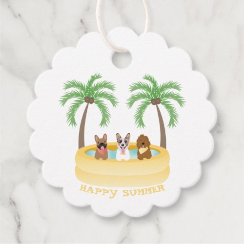 Happy Summer Dogs Swimming Pool Favor Tags