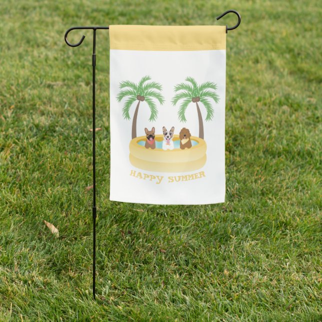 Happy Summer Dogs Swimming Pool Garden Flag (In SItu)