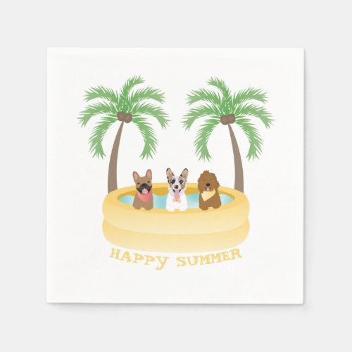 Happy Summer Dogs Swimming Pool Napkins