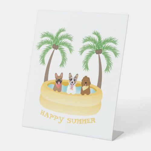 Happy Summer Dogs Swimming Pool Pedestal Sign