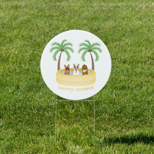 Happy Summer Dogs Swimming Pool Sign (Insitu)