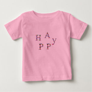 Happy Summer Flower Alphabet Baby T-Shirt