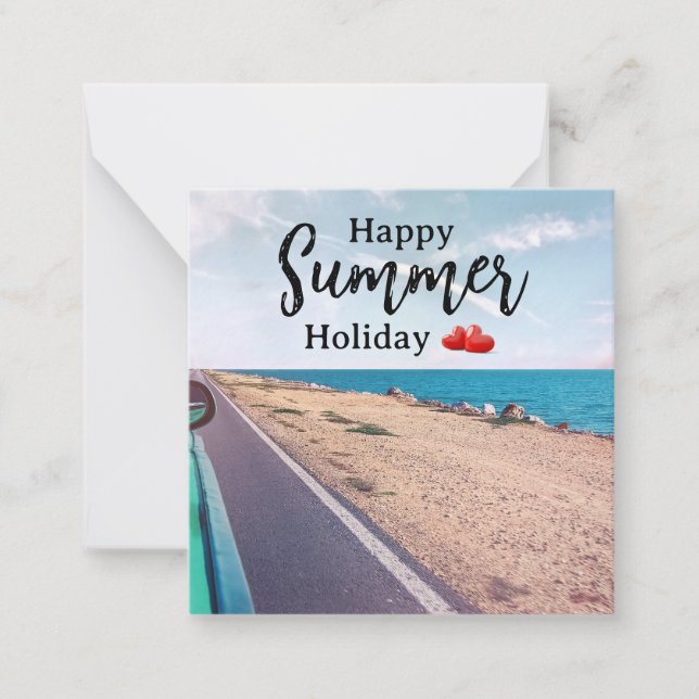 Happy Summer Holiday Editable Note Card (Front)