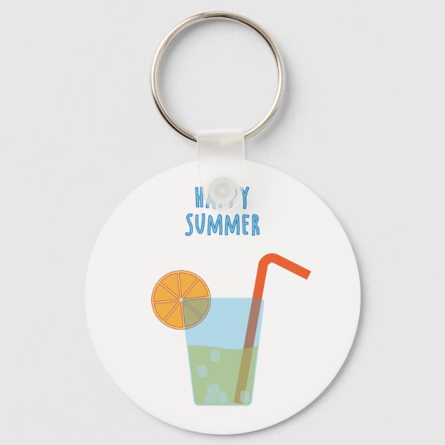 Happy Summer Keychain With A Cocktail (Front)