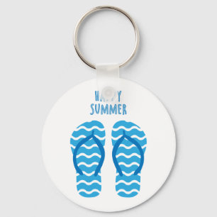Happy Summer Keychain With Flip Flops